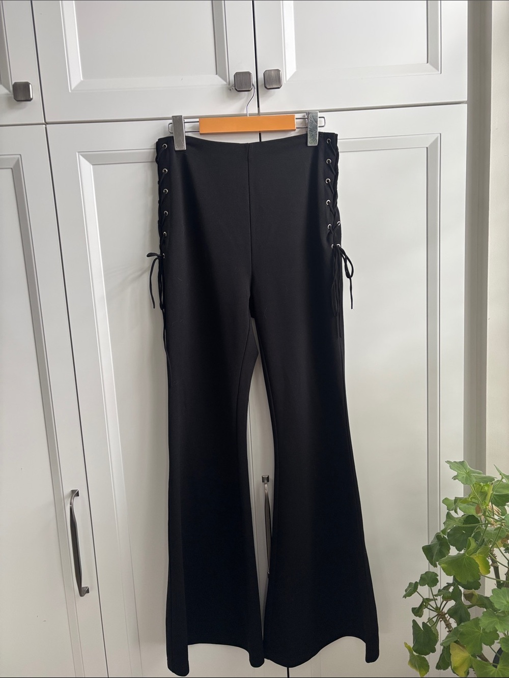Forever 21 Black Lace-Up Flare Pants